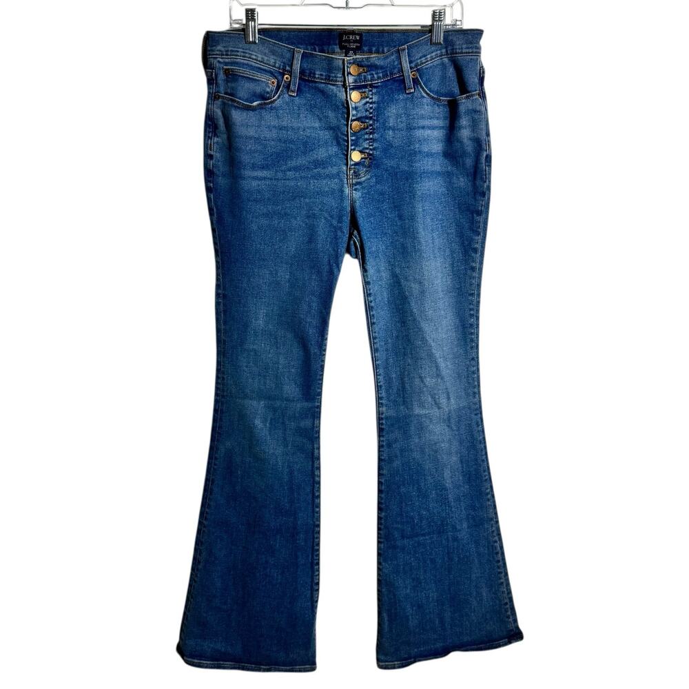J.Crew Full Length Flare Jeans Women 29 Blue Button Fly Boho Western Casual Pant